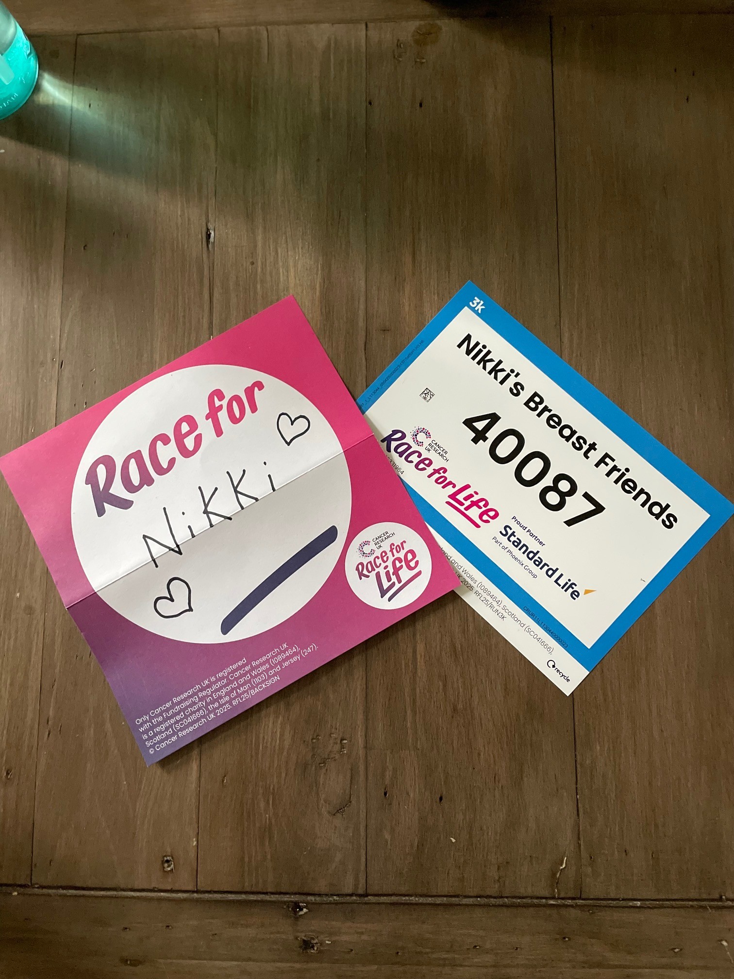 My Race Number and Race for
